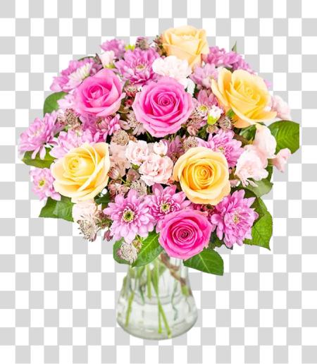 Download  A delicado ramo of pastel rosas y crisantemos PNG file