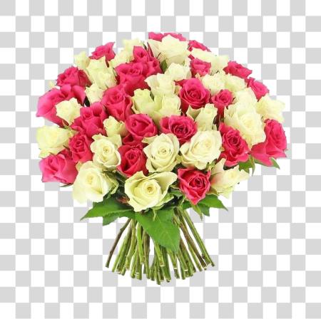 Download A Bountiful Bouquet of Pink and White Roses PNG file