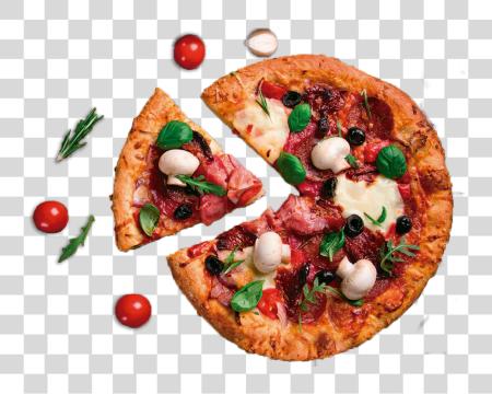 Download Delicious pizza con varios ingredientes  PNG file