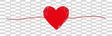 Download red heart with a thin red line extending from its base PNG file