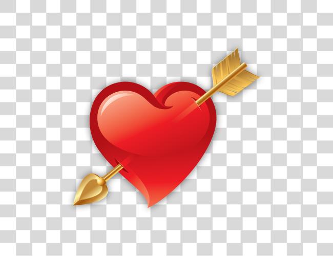 Download Red Heart Crossed by an Arrow Clip Art