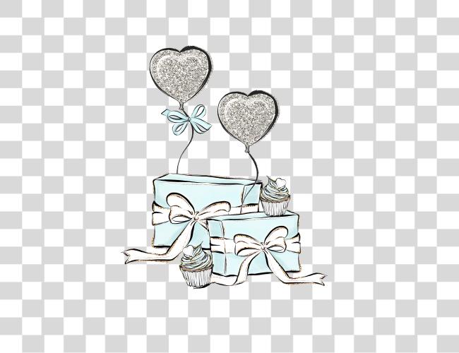 Download Two Gifts and Two Hearts with glitter Effect with Soft color palette Clip Art