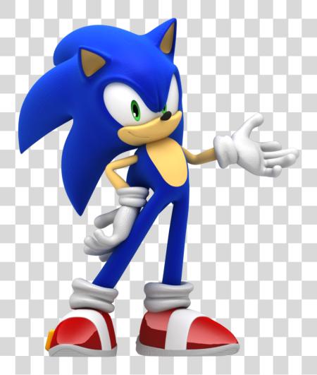 Download The famous Sonic the Hedgehog character pointing his hand PNG file