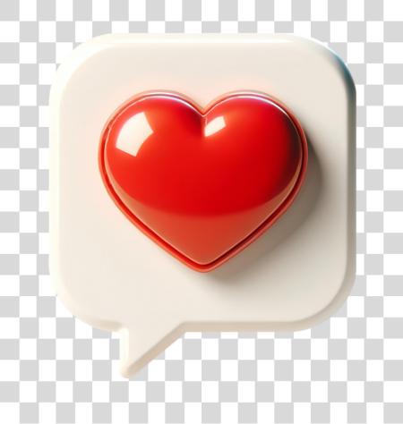 Download illustrated white speech bubble with a red heart inside it PNG file