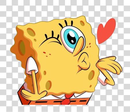 Download bob esponja pantalones cuadrados soplando un beso con corazón forma PNG file