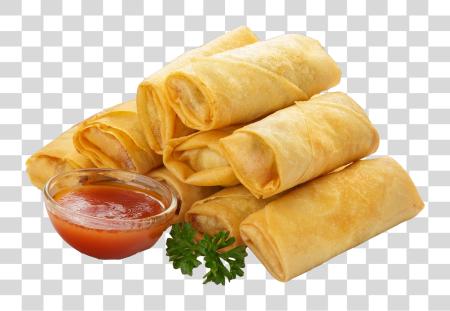 Download Crispy Spring Rolls with Sweet and Sour Sauce PNG file