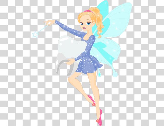 Download Colorful Illustration of a Tooth and Tooth Fairy Carrying it Clip Art