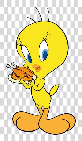 Download Tweety Bird with a Plate of Food PNG file