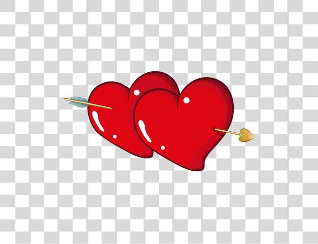 Download two red hearts intertwined with an arrow piercing through both of them Clip Art