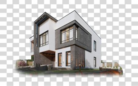 Download Modern two Story House with a Contemporary Design PNG file