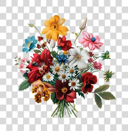 下载 充满活力的 和 多样 花束 of flowers 與 一个 复古 美学 PNG file