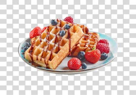 Download waffles with fruit and chocolate sauce PNG file