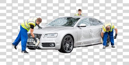 Download Thee Guys Washing Car at Car Wash Center PNG file