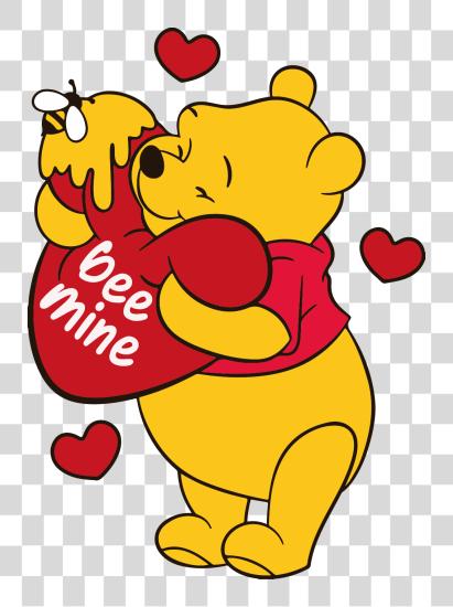 Download Winnie the Pooh in a Valentines Day theme PNG file