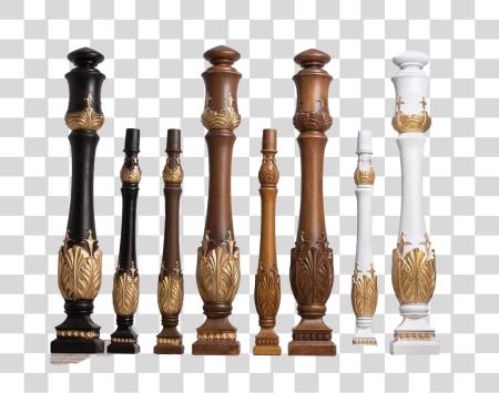 Download Ornate Wooden Balusters in Various Finishes for Stairscase PNG file