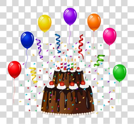 Download Birthday Cake With Confetti And Balloons Cake And Balloons PNG file