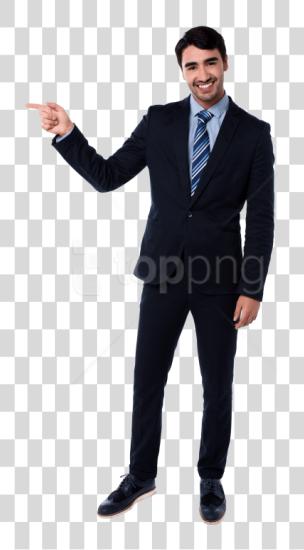 Download hombres Pointing Left chico In Business traje PNG file