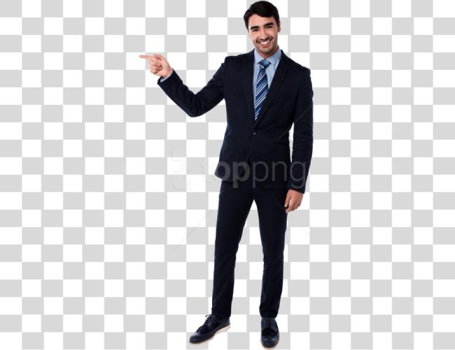 Download Men Pointing Left Guy In Business Suit Clip Art