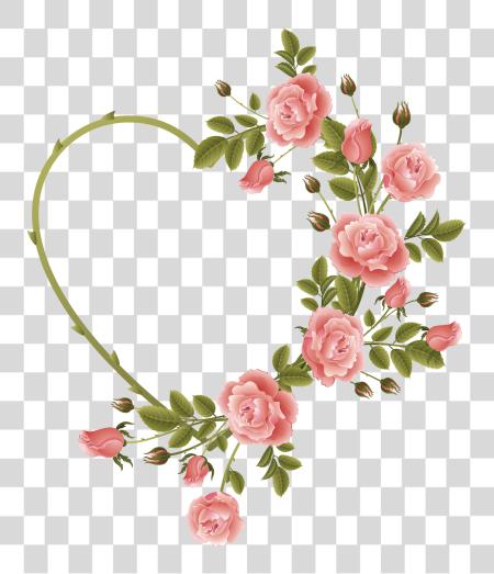 Download Rose Decorated Heart Frame Rose Heart Frame PNG file