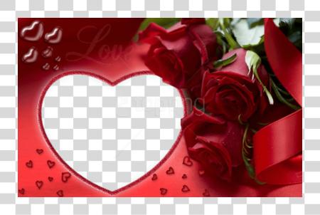 Download Red Roses And Heart Love Frame Love Photo Frame PNG file