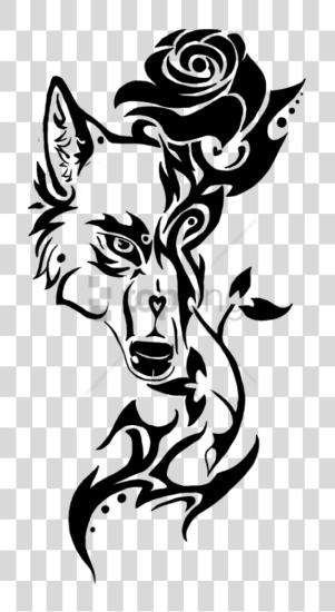 下载 Rose Tribal 設計 Wolf Tribal Tattoo 繪畫 PNG file