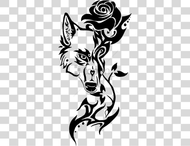 Download Rose Tribal Design Wolf Tribal Tattoo Drawing Clip Art