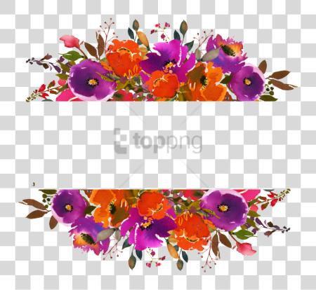 下载 水彩 Flowers 框架 橙色 Image 花 框架 PNG file