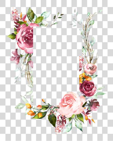 Download H804 Flower Frame Flower Watercolor Flowers PNG file