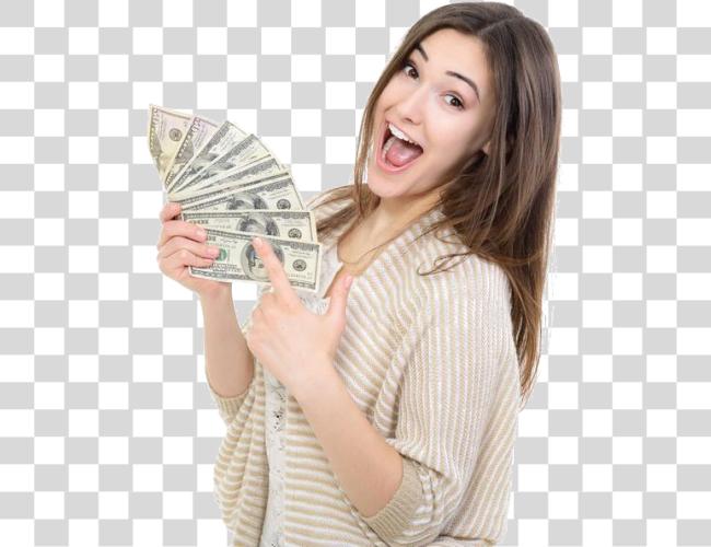 Download Girl Holding Cash Clip Art