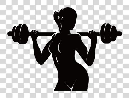 Download Black And White Physical Fitness Logo Weight Lifting Woman Silhouette PNG file