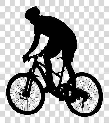 Download Freeuse Biker Silhouette Mountain Bike Black And White PNG file