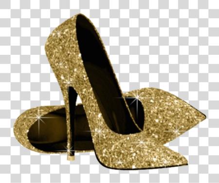 Download Gold Shoes Image Gold Glitter Heels PNG file