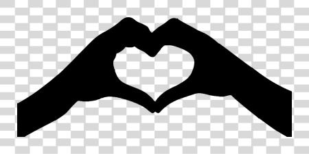 Download Heart Hands Silouette Black Love Jpg Heart Hands Black And White PNG file