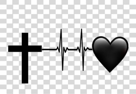 Download cross sign with heart and heart-beat PNG file