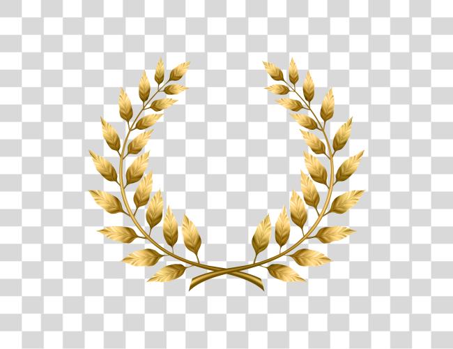 下载 Laurel Wreath Image 叶子 Circle 標誌 與 皇冠 Clip 艺术